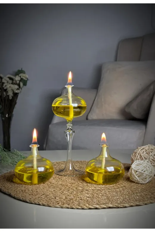 Shabbo Glass 5006 Elips Mix Cam Kandil 3 Lü Set