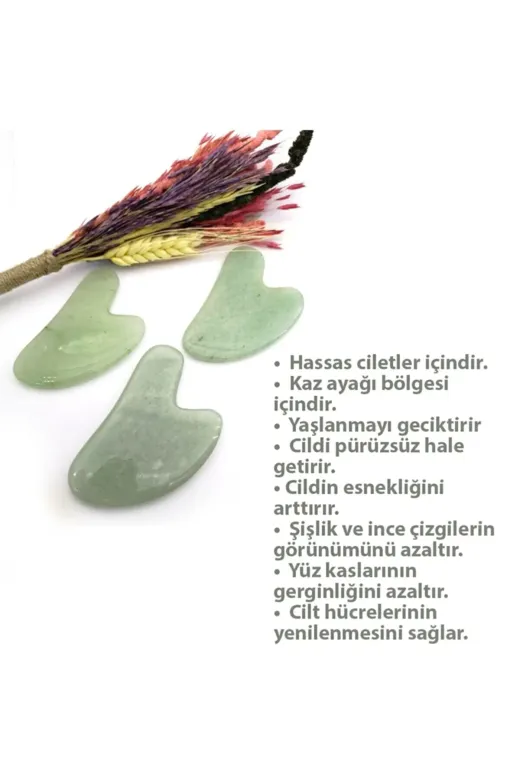 shagan TYC00557013669 Aventurin Kalpli Doğal Taş Gua Sha Yüz Ve Vücut Masaj Aleti
