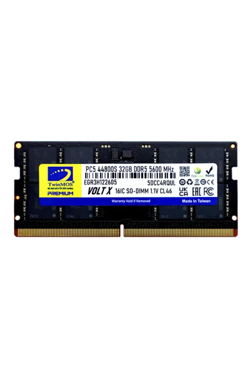 SHNSTORE NL0106291104607736 Twinmos Tmd532Gb5600S46, 32Gb, Ddr5, 5600Mhz, Cl46, 1.1V Notebook Ram