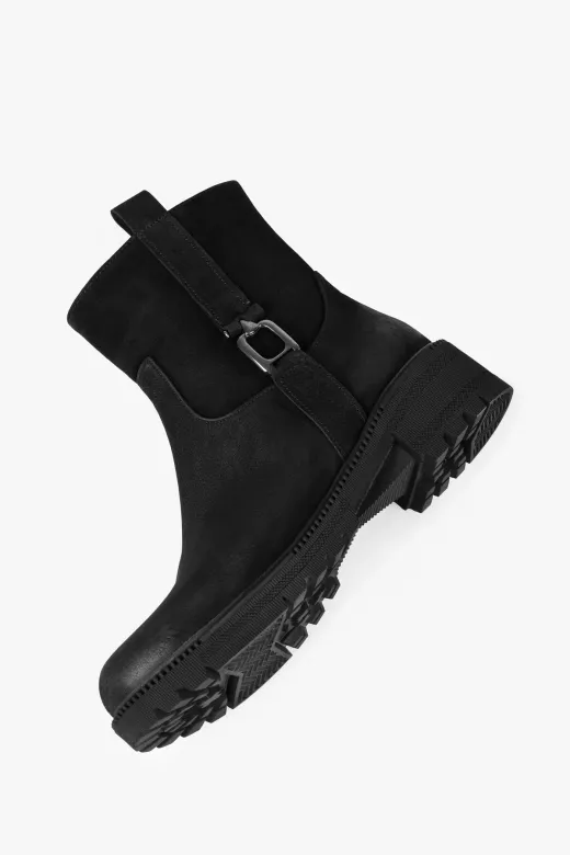 Shoeberry XRC7400 Kadın Raze Siyah Hakiki Deri Nubuk Bot