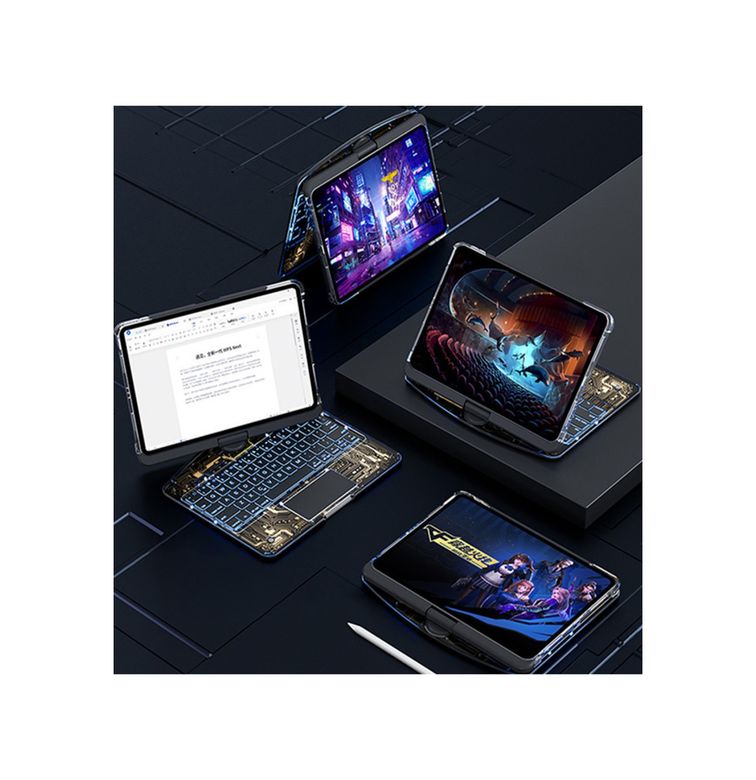 Sidelya Aksesuar 8683140836290-BLNC Jp11 İpad Pro 11 2022 Kılıf Vales Dönen Ledli Klavyeli Tablet Kılıfı - Siyah Diğer Diğer
