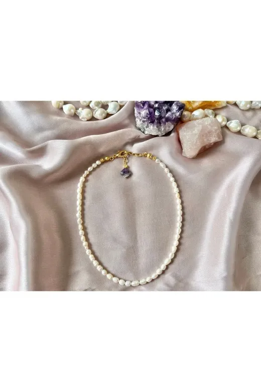 ŞİFA SHOP 05kolye Gerçek Inci Doğal Inci Kolye Arpa