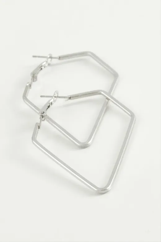 SiHako BİJUTERR11827733 Dörtgen Halka Küpe 4,5 Cm