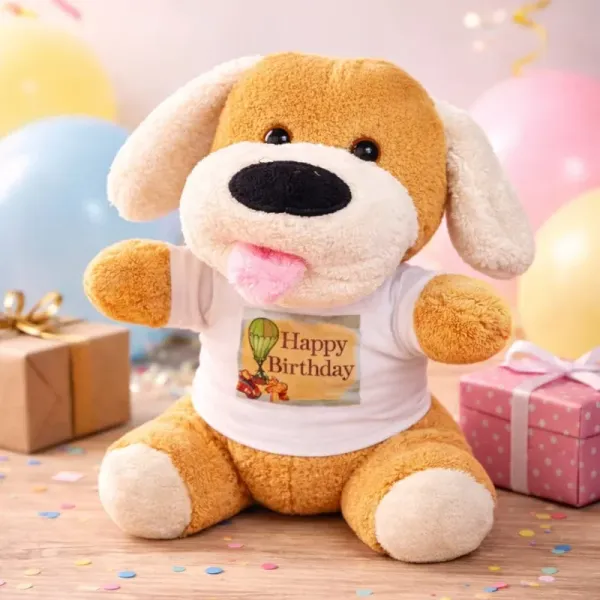 Şık Tişörtlü Peluş Köpek 25 Cm Hediye Seçeneği
