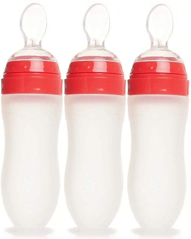 Silikon Kaşıklı Biberon 120ML +6 Ay Şeffaf 3 Lü Set