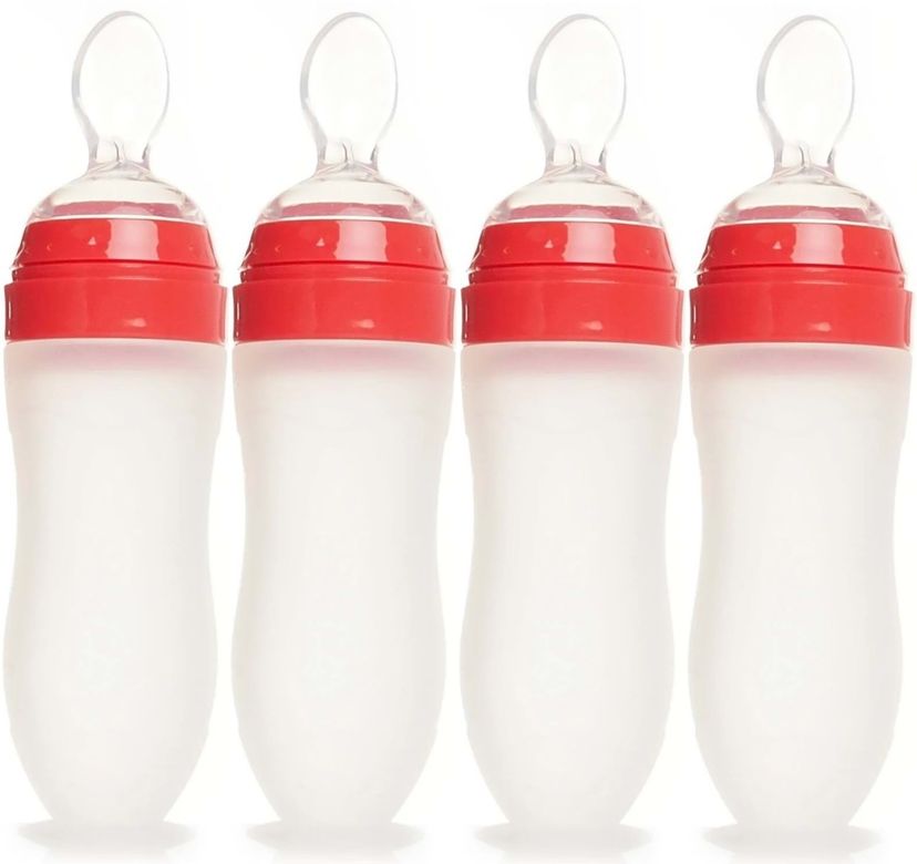 Silikon Kaşıklı Biberon 120ML +6 Ay Şeffaf 4 Lü Set