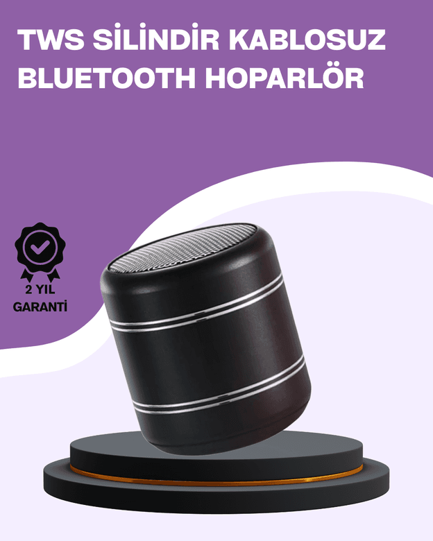 Silindir Tasarım Mini Bluetooth Hoparlör 10m Çekim Güçlü Bas ve Mikrofonlu