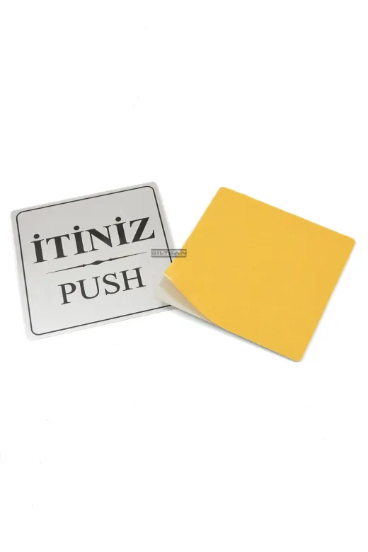 Şiltsan SILTITNZ-04 Itiniz - Push Kapı Ikaz Yazısı 10X10Cm. 1 Adet Silver Metal
