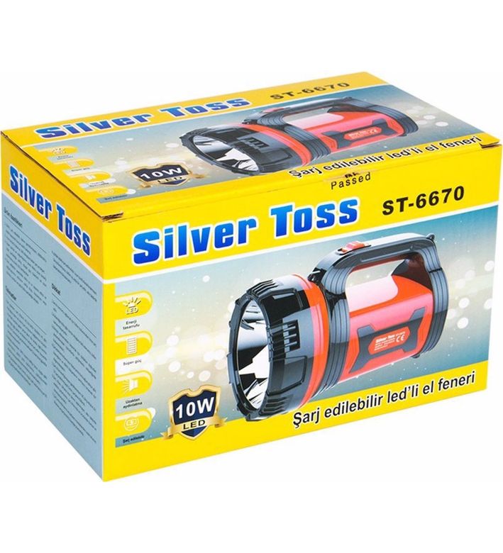 Silver Toss St-6670 Projektör Tip Led Şarjlı El Feneri 10W