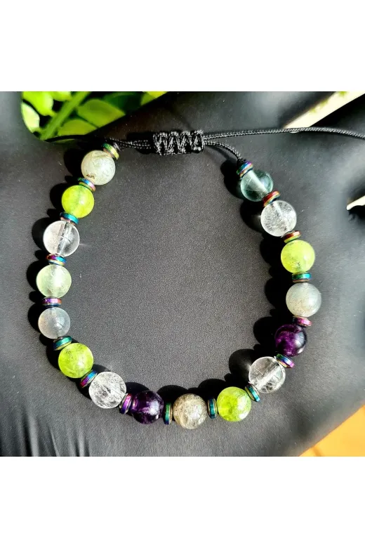 Singincraft Burç Doğal Taş Bileklik Oğlak Burcu Doğal Taş Bileklik > Florit - Kristal Kuvars - Labrodit - Peridot