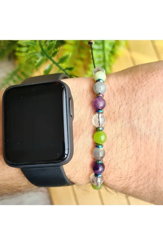 Singincraft Burç Doğal Taş Bileklik Oğlak Burcu Doğal Taş Bileklik > Florit - Kristal Kuvars - Labrodit - Peridot