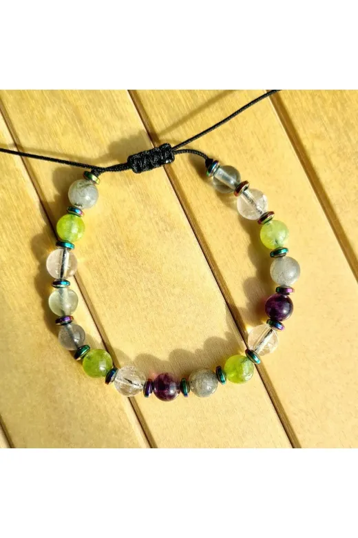 Singincraft Burç Doğal Taş Bileklik Oğlak Burcu Doğal Taş Bileklik > Florit - Kristal Kuvars - Labrodit - Peridot
