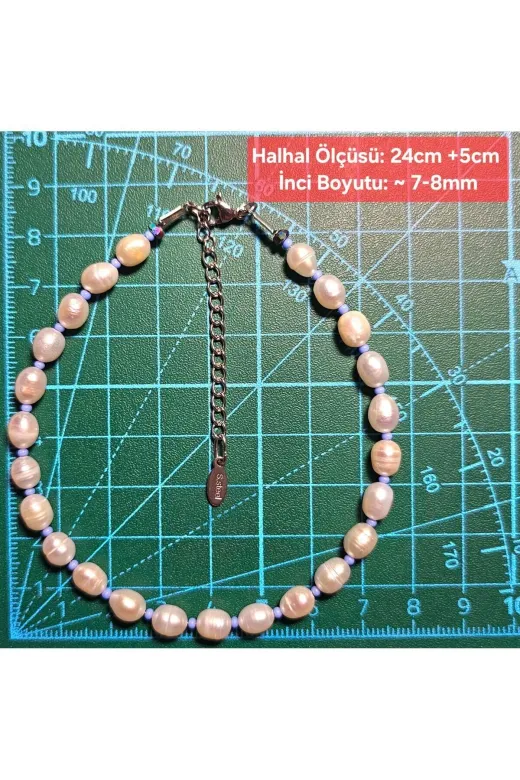 Singincraft İnci Halhal Serisi İnci Doğal Taş Halhal - Bebek Mavisi ( Küçük ) - 1 Adet ( El Yapımı Tasarım Ürünler ).