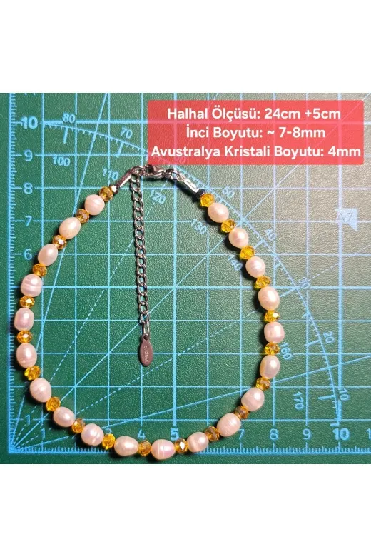 Singincraft İnci Halhal Serisi İnci Doğal Taş Halhal - Sarı - 1 Adet ( El Yapımı Tasarım Ürünler )