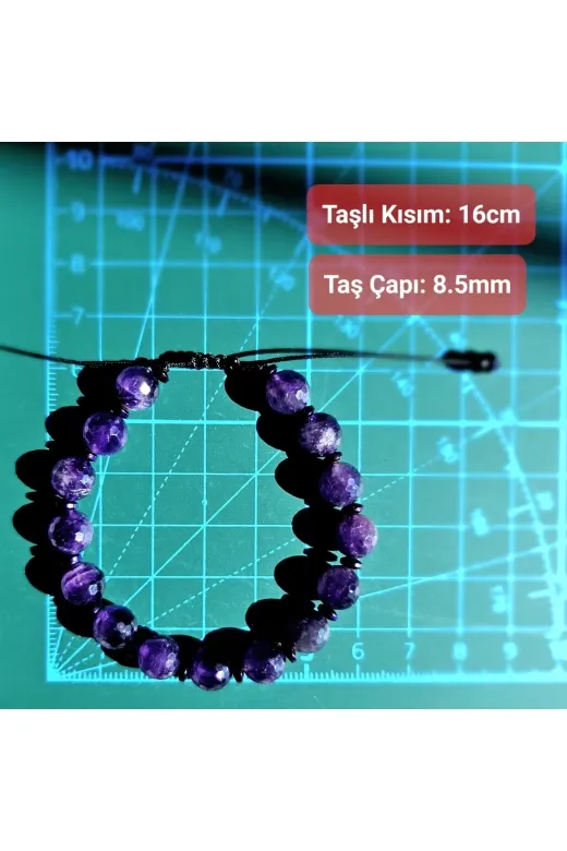 Singincraft Nadir Taşlar Serisi -1- Faset Ametist Doğal Taş Bileklik ( 1 Adet) 8.5Mm (El Yapımı Tasarım Ürünler)