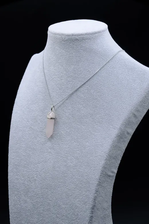 Sirius Natural Stone PQ0114 Pembe Kuvars (Pınk Quartz) Doğal Taş Kolye
