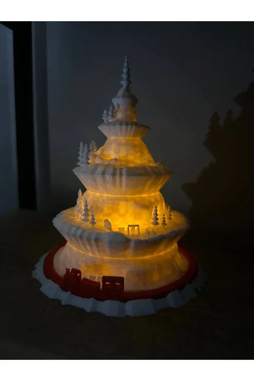 SİRİUS3D yıl696635 Noel Ağaç Köyü Dekoratif Tealight Mumluk Yılbaşı Süsleri Cam Ağaç Şeklinde Kış Evi Yeni Yıl Hediyesi