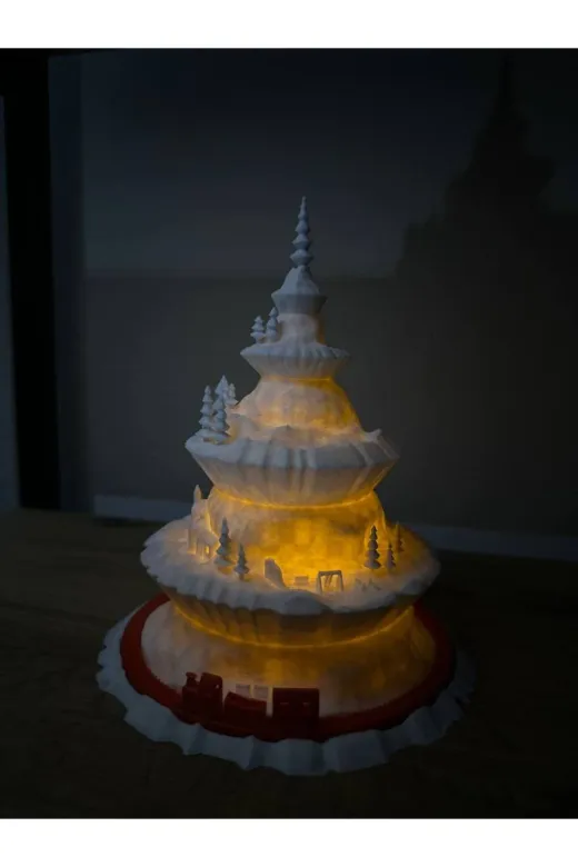 SİRİUS3D yıl696635 Noel Ağaç Köyü Dekoratif Tealight Mumluk Yılbaşı Süsleri Cam Ağaç Şeklinde Kış Evi Yeni Yıl Hediyesi