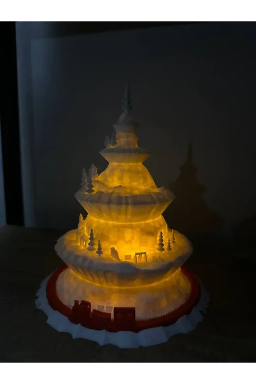 SİRİUS3D yıl696635 Noel Ağaç Köyü Dekoratif Tealight Mumluk Yılbaşı Süsleri Cam Ağaç Şeklinde Kış Evi Yeni Yıl Hediyesi