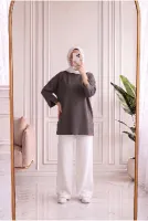 Sırmahan Kol Manşetli Yırtmaçlı Tunik-NA912 Vizon