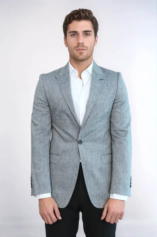 Sivri Yaka Slim Fit Füme Erkek Ceket - Wessi
