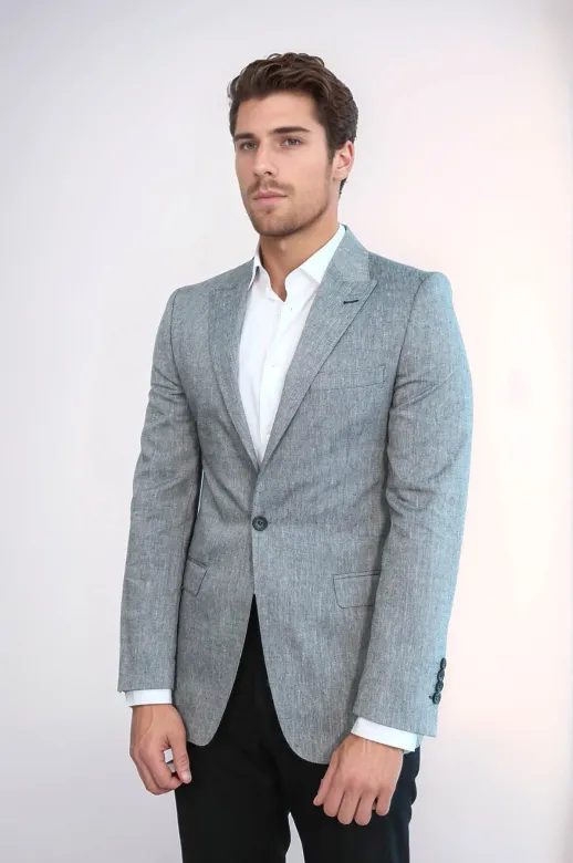 Sivri Yaka Slim Fit Füme Erkek Ceket - Wessi