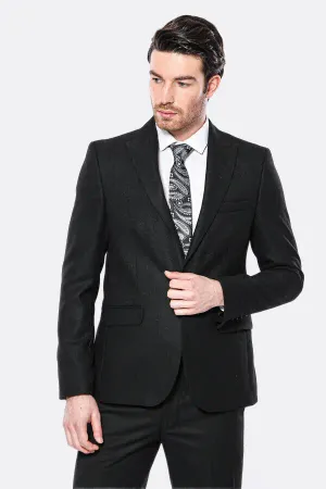 Sivri Yaka Tek Düğme Siyah Slim Fit Ceket | Wessi