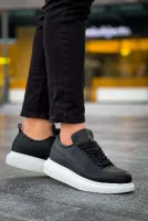 Siyah (Beyaz Taban) Bağcıklı Erkek Sneaker