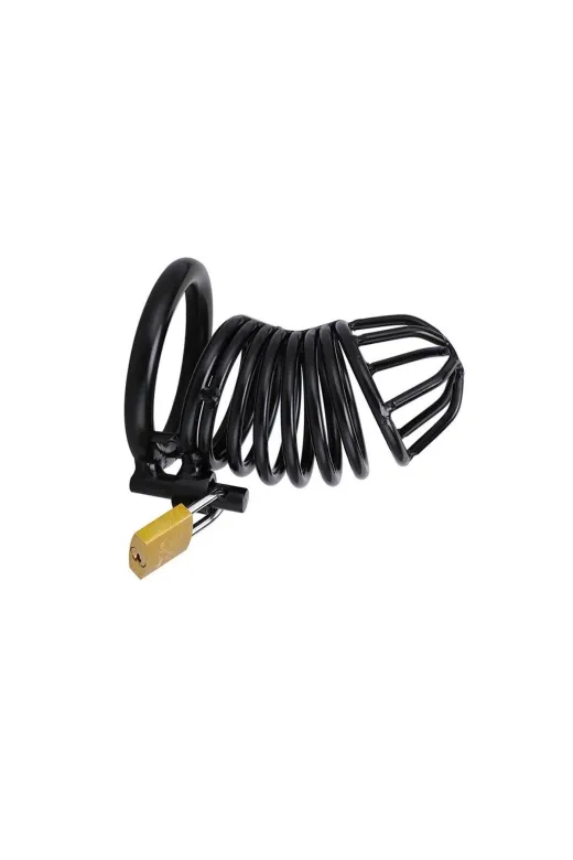 Siyah Metal Penis Kilidi 40Mm – Ayarlanabilir Çelik Kafes + Asma Kilit