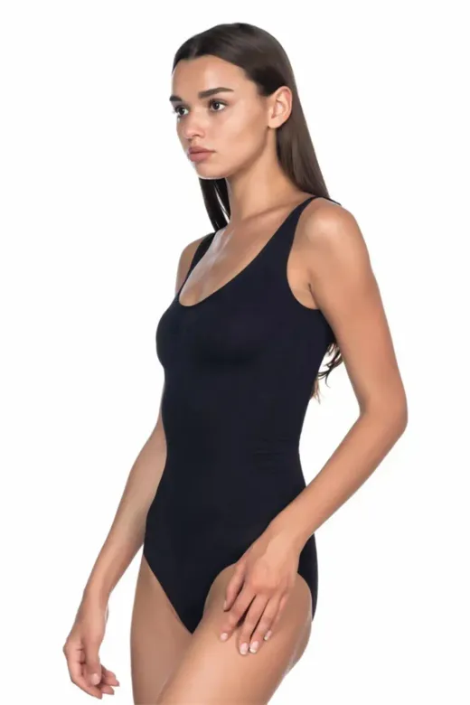 Siyah MI 1924 Soft Kalın Askıllı Çıtçıtlı Body