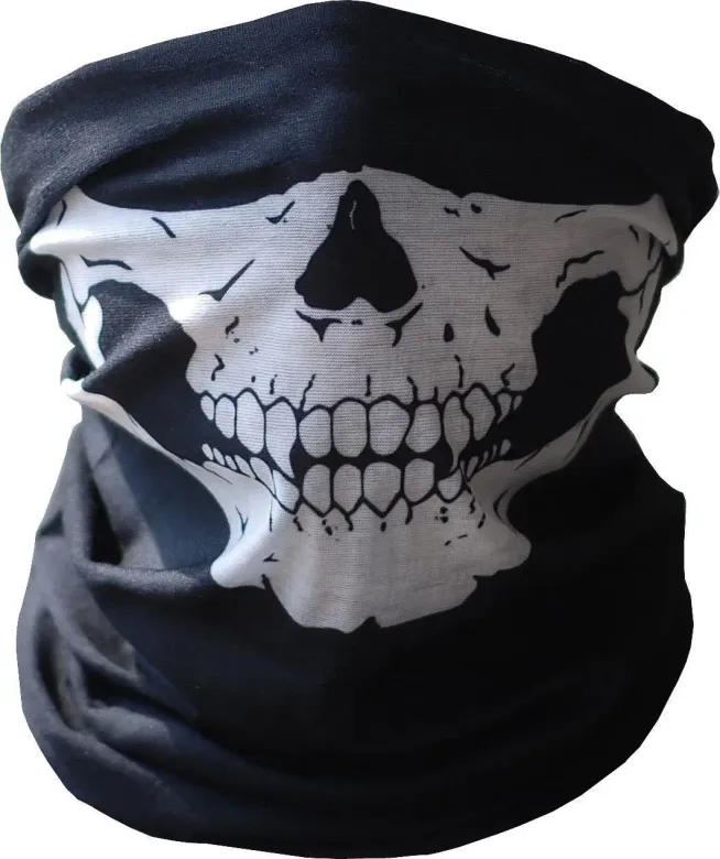 Siyah Renk Dikişsiz Çok Fonksiyonlu Çene Kafatası Yüz Maskesi Baf Buff Bandana Boyunluk Bileklik (4745)