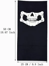 Siyah Renk Dikişsiz Çok Fonksiyonlu Çene Kafatası Yüz Maskesi Baf Buff Bandana Boyunluk Bileklik (4745)