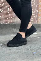 Siyah (Siyah Taban) Bağcıklı Triko Erkek Günlük Ayakkabı