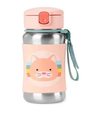 Skip Hop Zoo Pipetli Paslanmaz Çelik Suluk 350 ml Kedi