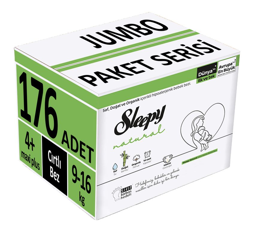 Sleepy Bebek Bezi Natural Beden:4+ (9-16Kg) Maxi Plus 176 Adet Avantaj Fırsat Pk (4PK*44)