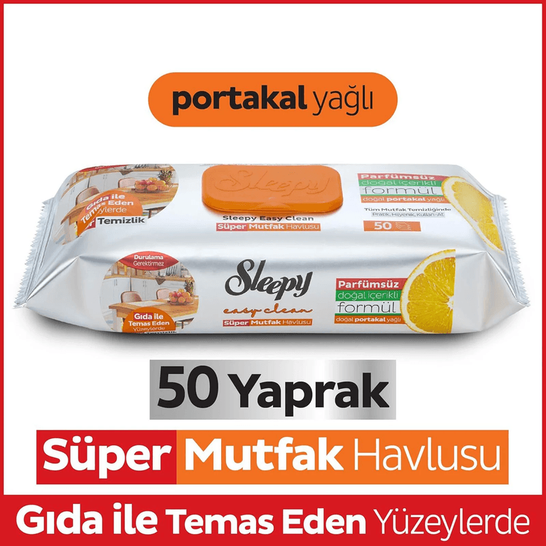 Sleepy HFFH129JMJG Yüzey Temizlik Süper Mutfak Havlusu Portakal 50 Adet