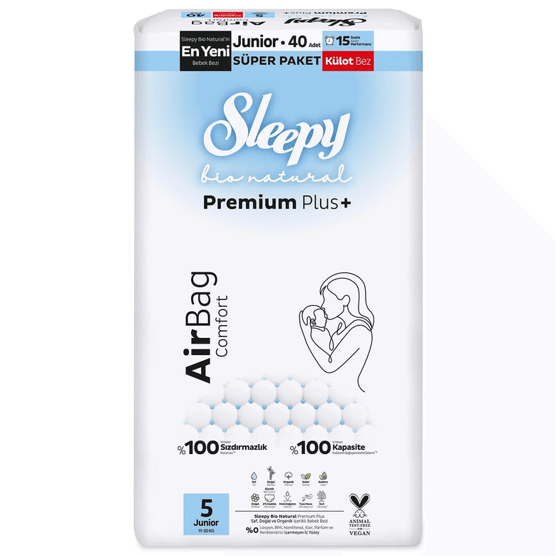 Sleepy HFH350JHMKGM Bio Natural Külot Bez,5 Beden 40 Adet