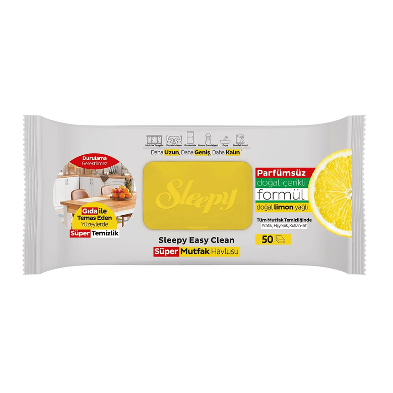 Sleepy HHJGJ129GJHGJG Yüzey Temizlik Süper Mutfak Havlusu Limon 50 Adet