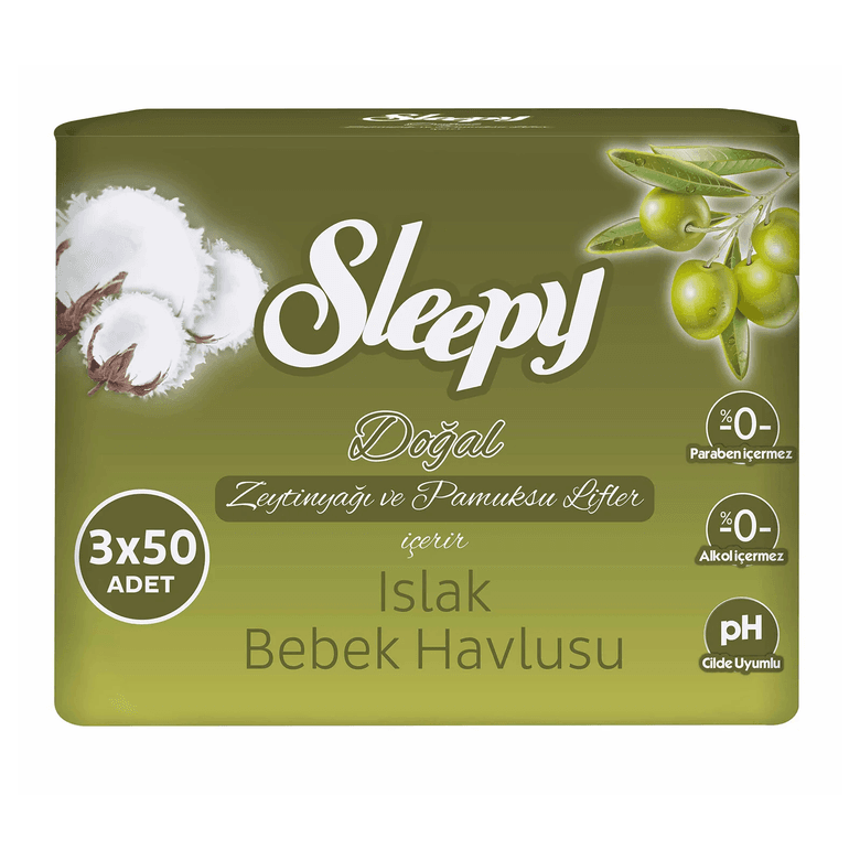 Sleepy hjhhjg124hfnfh Zeytinyağlı Bebek Islak Mendil 3X50 Adet