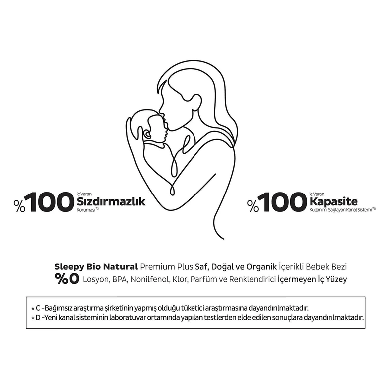 Sleepy ÖJHG350KHJHKJ Bio Natural Külot Bez, 4 Beden 52 Adet