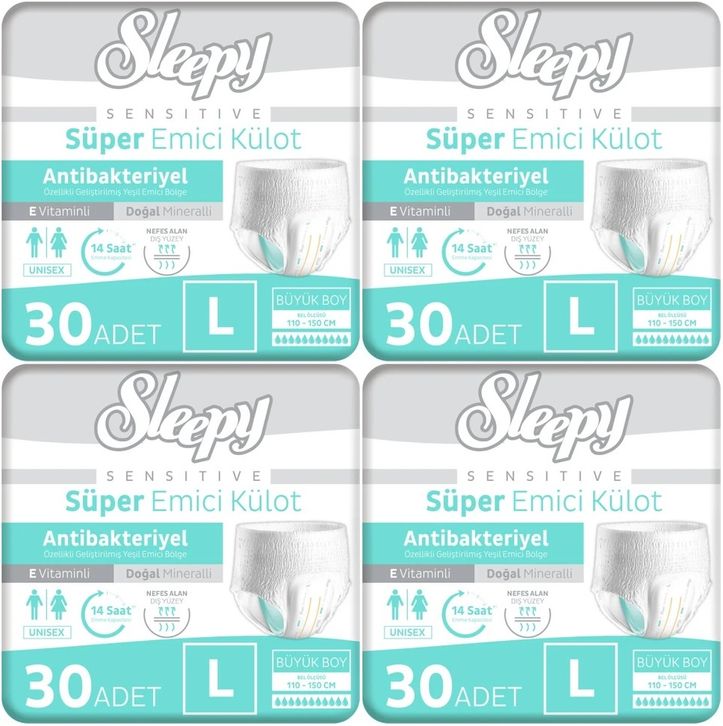 Sleepy Yetişkin Bezi Emici Külot L - Büyük - Large 120 Adet (4PK*30)