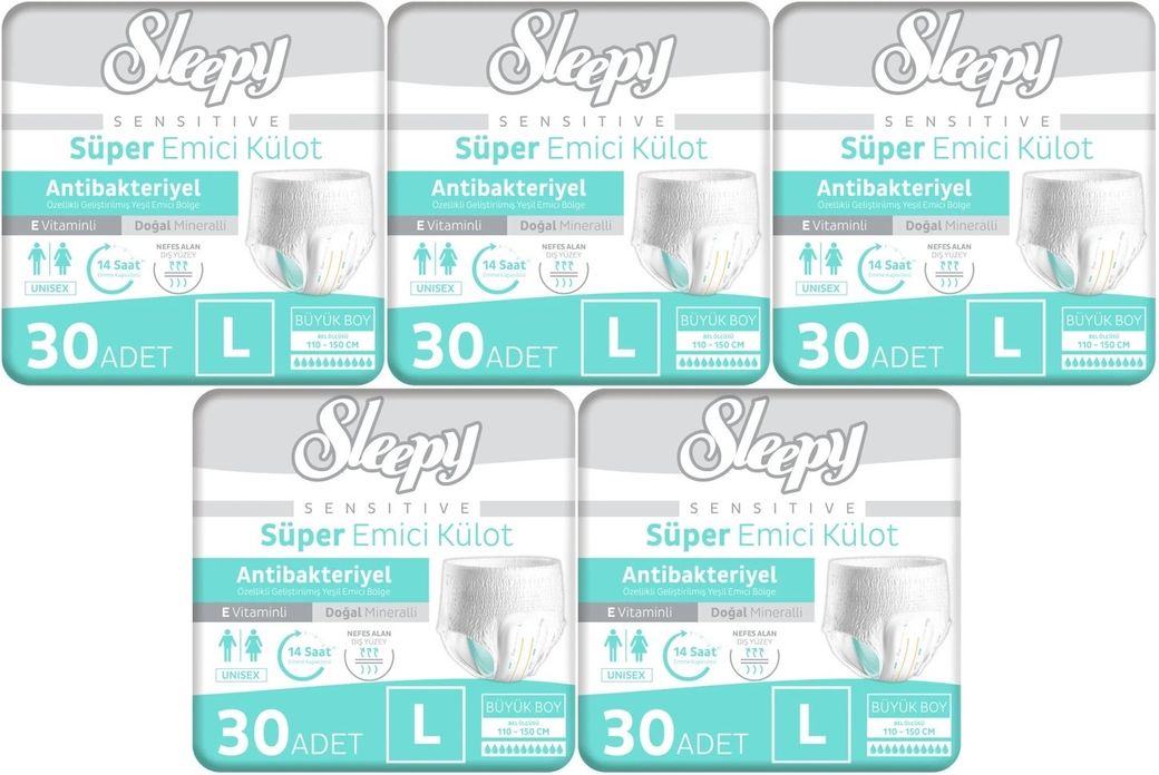 Sleepy Yetişkin Bezi Emici Külot L - Büyük - Large 150 Adet (5PK*30)