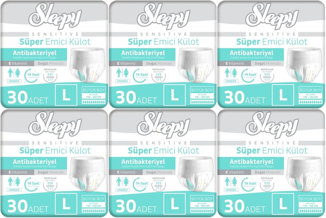 Sleepy Yetişkin Bezi Emici Külot L - Büyük - Large 180 Adet (6PK*30)