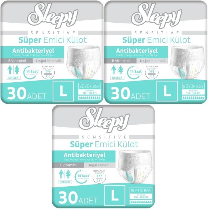Sleepy Yetişkin Bezi Emici Külot L - Büyük - Large 90 Adet (3PK*30)