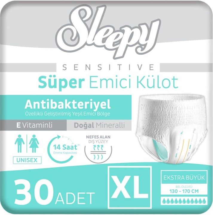 Sleepy Yetişkin Bezi Emici Külot XL - Ekstra Büyük - Extra Large 30 Adet Tekli Pk