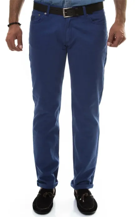 Slim Fit 5 Cepli Pamuk Erkek Mavi Pantolon - Wessi