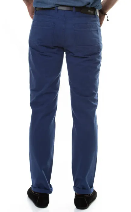 Slim Fit 5 Cepli Pamuk Erkek Mavi Pantolon - Wessi