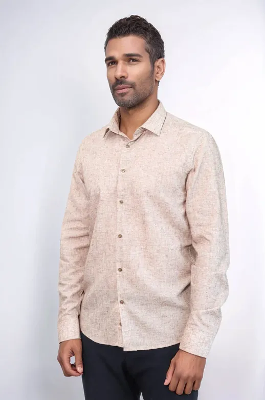Slim Fit Kahverengi Desenli Gömlek - Wessi - L / Kahverengi