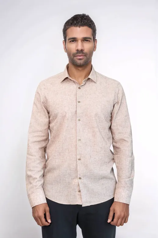 Slim Fit Kahverengi Desenli Gömlek - Wessi - XL / Kahverengi