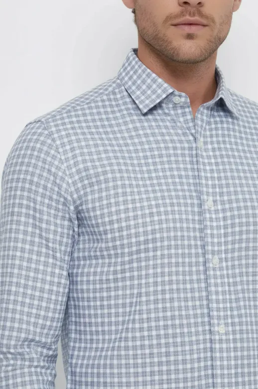 Slim Fit Kareli Desenli Lacivert Gömlek - Wessi - S / Blue